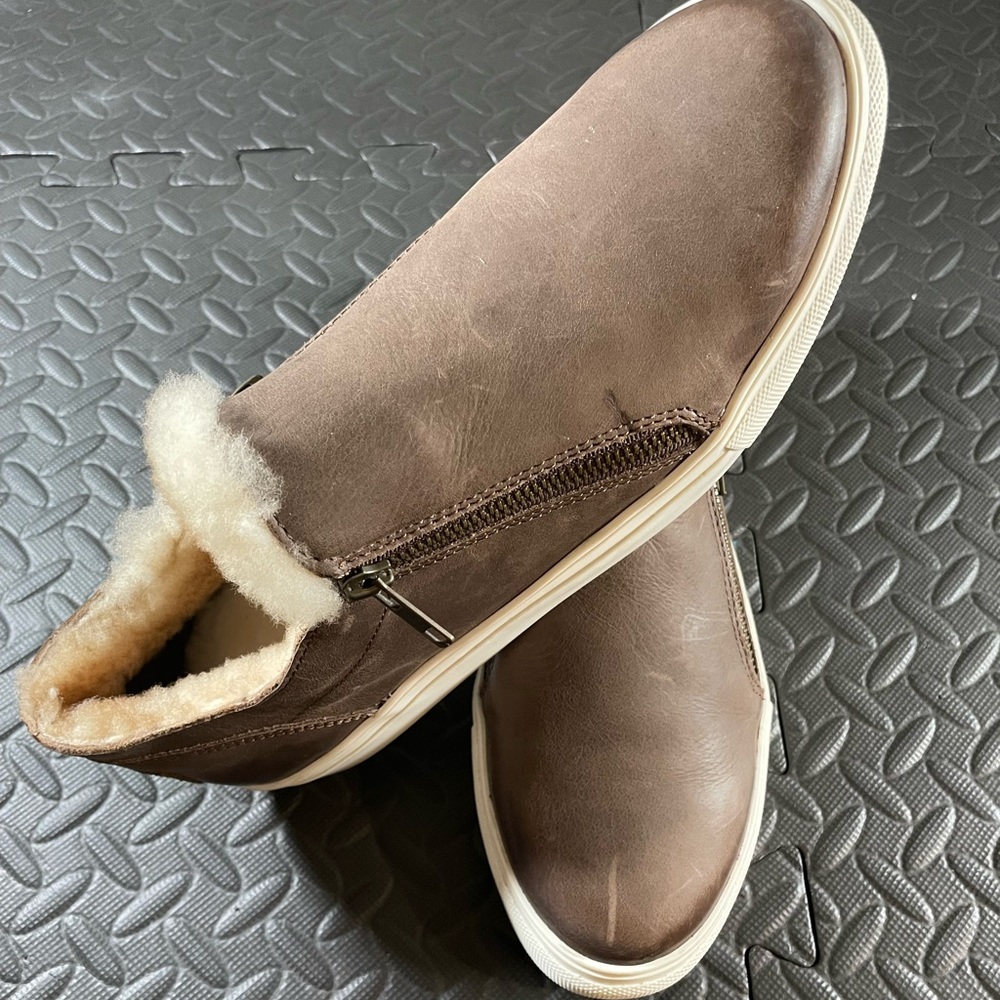 Women's Luxe De Leon Cuadro Brown Genuine Shearling Leather Slip On Shoes 12